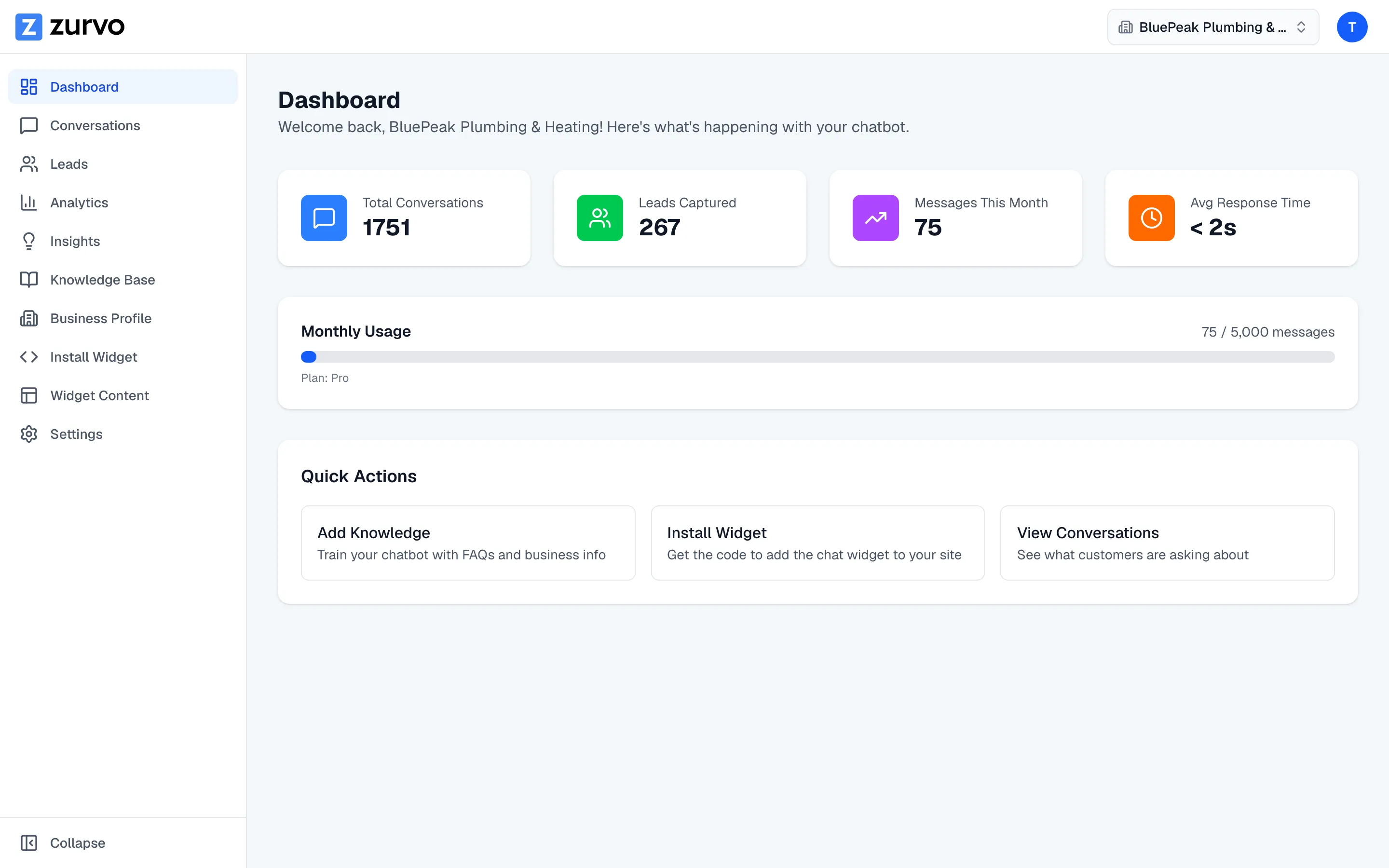 Zurvo dashboard for a team, where owners invite people and assign owner, admin, agent, and viewer roles
