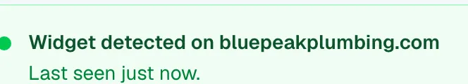 The install status indicator in its green "Widget detected" state.